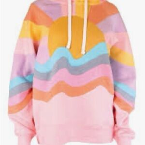 Simply Southern Pink Multicolor Patch Wave Sunrise Hoodie